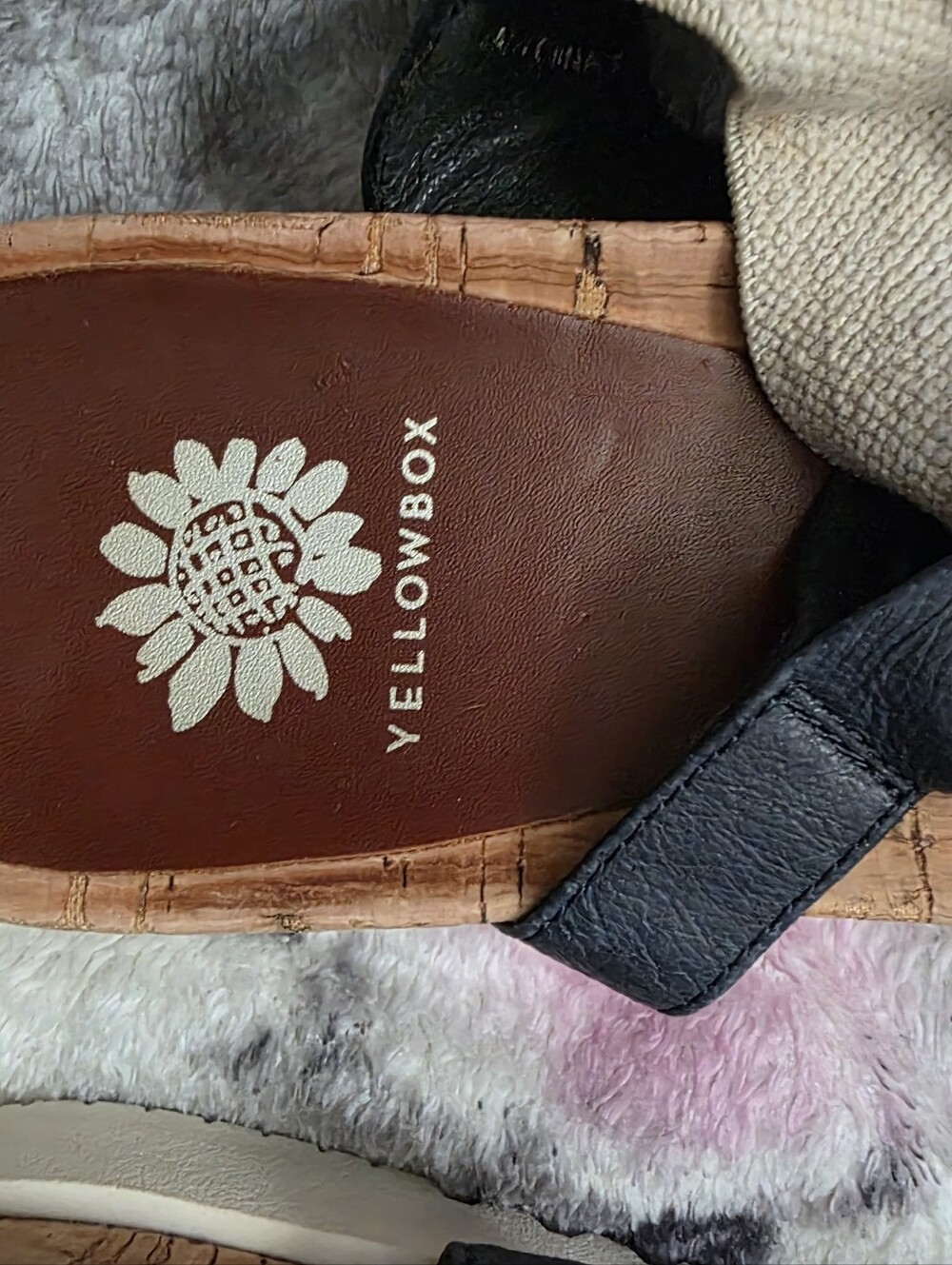 Yellow Box Beige and Navy Cork Footbed Sandals - Picture 2 of 5